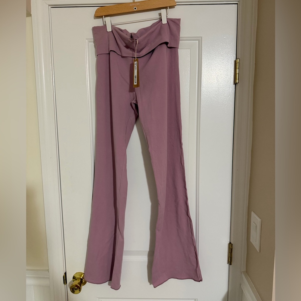 SKIMS rare cotton jersey fold over pants dusk size large nwt